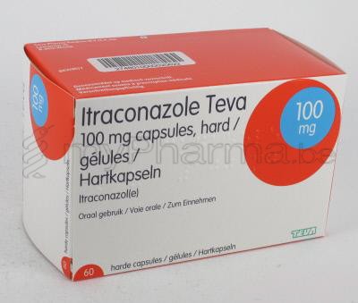 ITRACONAZOLE TEVA 100 MG  60 CAPS       (geneesmiddel)