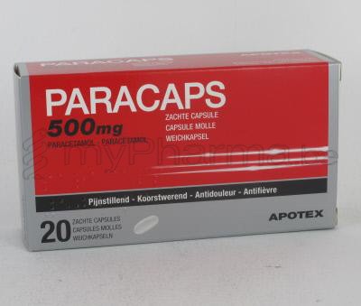 PARACAPS 500 MG 20 CAPS  (geneesmiddel)